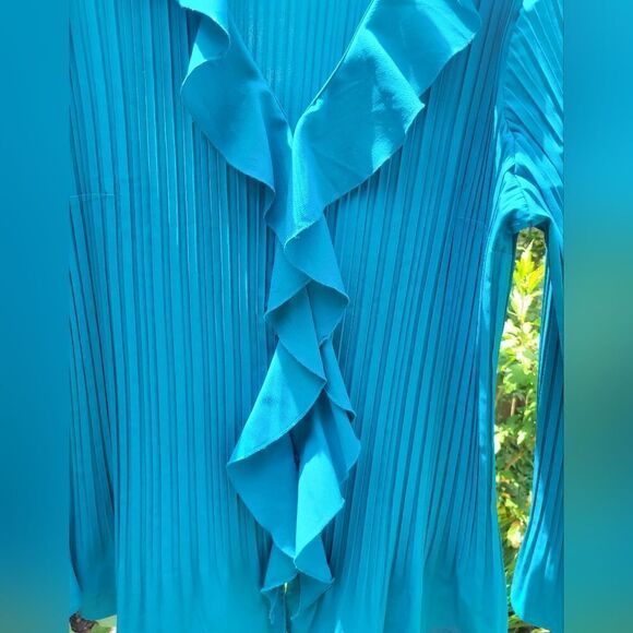 Teal Button Down Blouse - Picture 4 of 11